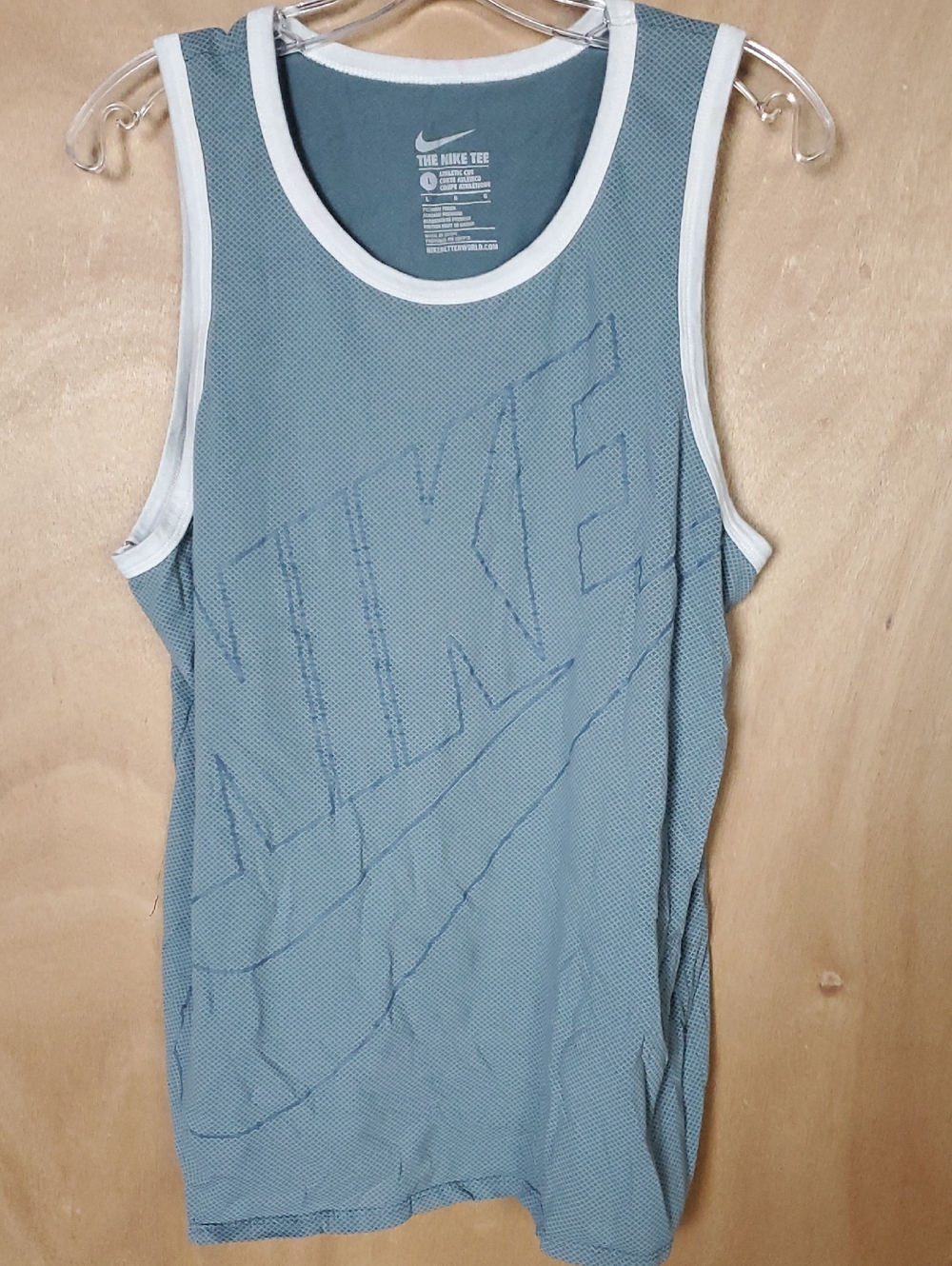 Nike Men's Teal Mesh Tank with White Trim and Tonal Logo
